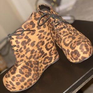 Suede Leopard wedges